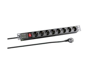 EFB-Elektronik 19 inch 1HE Socket Strip 8 x CEE 7/3 with Switch in Aluminium Black
