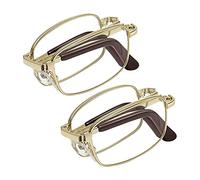 EFE Occhiali da lettura senza montatura pieghevoli da uomo e da donna con asta telescopica e custodia in pelle portachiavi Occhiali portatili