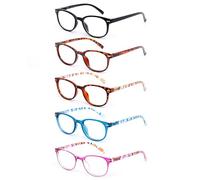 EFE Occhiali da lettura Value Pack 5 Stile Designer Uomo Donna Resistenti e Confortevoli Buona visione Anti luce blu Qualità Cerniere a molla Lettori