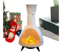 Efecto Chimenea Parpadeante para Meditación Yoga Y Altare Esterno | Quemador De Incienso | Decoración De Cuenco Sin Llama | LED Vintage Parpadeo De Decoración Realista Chimenea
