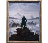 EfeMir Dipinti ad Olio su Tela Poster Parete Quadri Dipinti famosi Il viandante sul mare di nebbia di Caspar David Friedrich per l'arredamento della camera da letto 60x90cm
