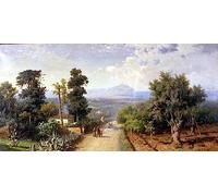 EfeMir Pittura Astratta Poster Wall Art Pittura Famoso i Dintorni di Palermo di Francesco Lojacono per la decorazione della parete 60x90cm