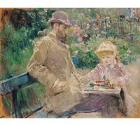 EfeMir Poster Quadri Moderni Quadri su Tela Astratti Famoso Eugene Manet con sua figlia a Bougival di Berthe Morisot per la decorazione domestica dell'ufficio 60x90cm