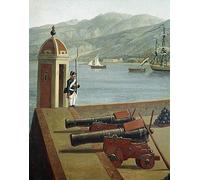 EfeMir Stampa Immagine Foto su Tela Dipinti Famosi Veduta delle fortificazioni militari del porto di Reggio Calabria di Jacob Hackert per Decorazioni per la Casa 60x90cm