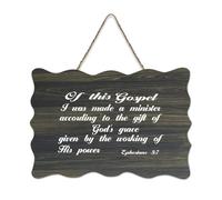 Efesini 3:7 Of This Gospel I Was Made A Minister According to The Gift of God's Grace Cartello in legno 15,2 x 25,4 cm da parete rustico da appendere targa in legno per porta d'ingresso, soggiorno
