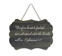 Efesini 5:17 Pertanto non essere sciocco, ma capire cosa il Signore cartello in legno 15,2 x 25,4 cm Bibbia Arte da parete Rustico Casale Appeso Targhe in legno per porta d'ingresso Soggiorno Cucina