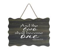 Efesini 5:31 And The Two Shall Become One Cartello in legno 15,2 x 25,4 cm Bibbia Arte da parete Rustico Casale da appendere Targhe in legno per porta d'ingresso, soggiorno, cucina, decorazioni
