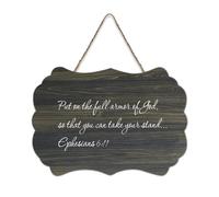 Efesini 6:11 Put on The Full Armor of God So That You Can Take Your Stand Targa da parete stampata in legno rustico cartello artistico da parete in legno poster per ufficio nuova decorazione per la