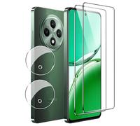 Effcotuo 2 Pezzi Pellicola per Oppo Reno 12 F 5G/4G/OPPO Reno 12 FS 5G/4G Vetro Temperato 2 Pezzi Pellicola Fotocamera Durezza 9H Senza Bolle AntiGraffio Protettiva