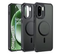 Effcotuo Cover Magnetica per OnePlus 15R 5G Custodia con MagSafe con Pellicola Protettiva Vetro Temperato, Silicone Morbido + Acrilico Ghiacciato Coque, Traslucida Posteriore Case - Nero