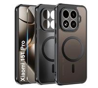 Effcotuo Cover Magnetica per Xiaomi Mi 15T Pro 5G Custodia con MagSafe con Pellicola Protettiva Vetro Temperato, Silicone Morbido + Acrilico Ghiacciato Coque, Traslucida Posteriore Case - Nero