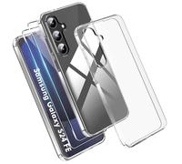 Effcotuo Custodia per Samsung Galaxy S24 FE 5G Cover con 2 Pellicola Protettiva Vetro Temperato Case Trasparente Protettiva in Silicone TPU Custodia