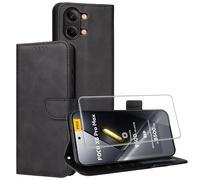 Effcotuo Custodia per Xiaomi Poco X8 Pro Max 5G, con 1 pellicola protettiva in vetro temperato, pieghevole, in pelle, con scomparto per carte di credito, colore: nero