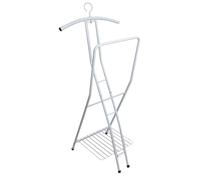 EffeDecor Appendiabito da Terra Servomuto Omino Porta Abiti Attaccapanni da Camera in Metallo Verniciato Design Moderno con Poggiascarpe Multifunzione 42x47xH113 cm (Bianco)