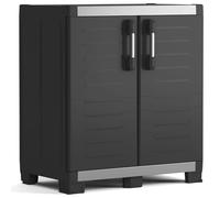 EffeDecor Armadio in Resina Basso Tuttopiani Portascope Ante Chiudibili con Serratura Manigli e Cerniere in Metallo e Fondo Rinforzato Nero Ideale per Balcone,Garage,Interno,Esterno (Basso)