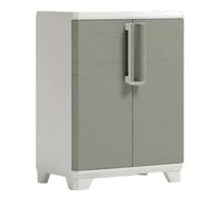 EffeDecor Armadio in Resina Basso Tuttopiani Portascope Porte Lucchettabili e Piedini Regolabili Beige Fornito in Kit Ideale per Balcone,Garage.Veranda,Interno o Esterno (Basso)