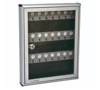EffeDecor Bacheca Portachiavi da Parete in Alluminio Anodizzato e Frontale in Plexiglass 24 Posti con Ganci Numerati Cassetta con Serratura 24x4x37 cm Ideale per Ufficio o Condominio