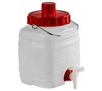 EffeDecor - Bidone per Alimenti Liquidi e Oli 5/10/15/20/25/50 Litri in Polietilene Atossico con Rubinetto,Coperchio e Manici Ideale per Uso Alimentare Comodo e Resistente (5 LT - Manico in ferro)
