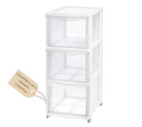 EffeDecor Cassettiera in Plastica 3 Cassetti Design Moderno con Frontali Trasparenti Mobiletto Salvaspazio Organizer Multiuso per Casa,Bagno,Cucina,Camera e Ufficio 100% Made in Italy (Bianco)