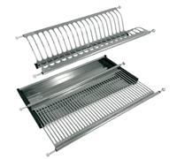 EffeDecor - Kit Scolapiatti da Incasso in Acciaio Inox Design 56/76/86 cm con Attacco a Molle Completo di Vaschetta Raccogli Gocce (Lunghezza 86 cm)