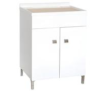 EffeDecor Mobile Bagno Lavatoio in Truciolare con Doppia Anta e Maniglie Vasca in Polipropilene e Tavoletta in Resina 60x50xH84 cm Ideale per Bagno,Ripostiglio,Interno