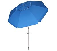 EffeDecor Ombrellone da Spiaggia Soffietto Antivento Ø 220cm Palo Inclinabile in Alluminio e Telo in Poliestere Azzurro Con Trivella in Plastica e Sacca Trasporto Protezione UV