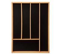 EffeDecor - Portaposate da Cassetto a 5 Scomparti Divisori in Bambù e Mdf Organizer Cassetti Vassoio per Utensili da Cucina e Posate Design Moderno Nero e Naturale