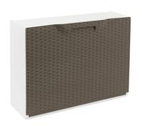 EffeDecor Scarpiera Modulare Componibile in Plastica Antiurto Design Moderno Impilabile Predisposta per Fissaggio Laterale e Parete Ideale per Interno o Esterno Made in Italy (Rattan Tortora, 1 Anta)