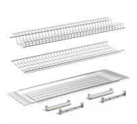 EffeDecor Scolapiatti per Pensili Incasso da Cucina in Plastica Completo Con Vaschetta Raccogligocce e Supporti Laterali 56/76/86 cm Made in Italy (76 cm)
