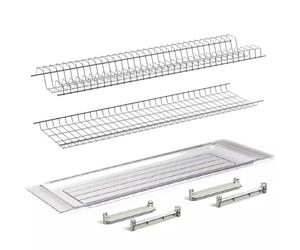 EffeDecor Scolapiatti per Pensili Incasso da Cucina in Plastica Completo Con Vaschetta Raccogligocce e Supporti Laterali 56/76/86 cm Made in Italy (56 cm)