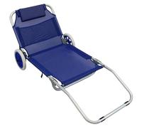 EffeDecor Spiaggina Mare Pieghevole a Carrello Con Ruote Struttura in Metallo e Tessuto in Textilene 1x1 Colorazione Assortita Sedia Sdraio Campeggio,Pic Nic,Spiaggia Portata Max 110KG