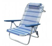 EffeDecor Spiaggina Mare Pieghevole Struttura in Alluminio Ø 22 mm Tessuto in Textilene 1x1 Righe Blu Sedia Sdraio Portatile con Braccioli e Schienale Regolabile da Spiaggia,Campeggio,Escursioni