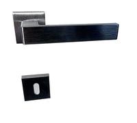 effedielle MANIGLIA PER PORTA IN MARITECH, COMPLETA PER UNA PORTA DENTRO+FUORI, ROSETTA QUADRA mm45X45 CON MOLLA DI RITORNO (QUADRA FORO PATENT, Moderno, CROMO SATINATO)