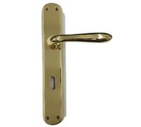 effedielle MANIGLIA PER PORTA SIDNEY 1126 P IN MARITECH ORO LUCIDO, FORO PATENT, CON PLACCA INTERASSE MM.70 COMPLETA PER UNA PORTA DENTRO+FUORI, CON MOLLA DI RITORNO VITI DI FISSAGGIO COMPRESE