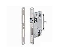 effedielle® Serratura AGB serie "Centro" profilo cilindro europeo - scrocco e mandata CROMO OPACA frontale mm 18