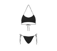 Effek Bikini Fascia con Slip Regolabile Goffrato Rigato Nero Donna S