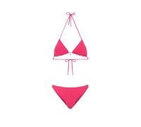 Effek Bikini Triangolo con Slip Americano Fisso Goffrato Rigato Fucsia Donna M