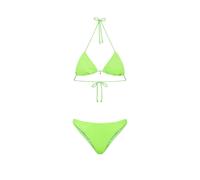 Effek Bikini Triangolo con Slip Americano Fisso Goffrato Rigato Verde Fluo Donna M