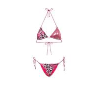 Effek Bikini Triangolo con Slip Regolabile Fantasia Bielastico rigato lucido Fucsia Donna S