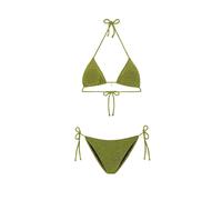 Effek Bikini Triangolo con Slip Regolabile Lurex Verde Donna S