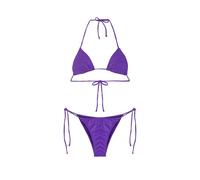 Effek Bikini Triangolo con Slip Regolabile Lycra Crepe Viola Donna L (Coppa Grande)