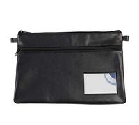 effektivo 11098 - Portafoglio formato A5, con 2 scomparti con chiusura lampo, finestra per biglietti da visita, 30 x 20 cm, colore: Nero