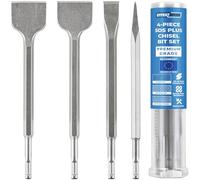 EffektWerk - Set di punte per scalpello SDS Plus - 4 pezzi: 1 piatto, 1 a punta, 1 per ridimensionamento, 1 per piastrelle per demolizione di calcestruzzo
