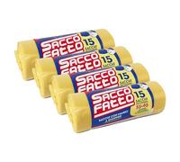 EFFENNE group - 60 Sacchi Spazzatura Gialli 55x65 cm con Manici per la raccolta differenziata da interno - Sacchetti di Plastica per la pattumiera della cucina e del bagno