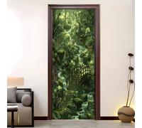 Effetto 3D Adesivi per Porte Autoadesivo 90x210 cm Ruscello Della Junglea Segreta Adesivo della Porta Impermeabili e Resistenti Facili da Applicare e Rimuovere Verde Carta Parati Creativa