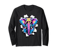 Effetto Carta Strappata Elefante Occhiali da Sole Elefanti Maglia a Manica