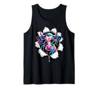 Effetto Carta Strappata Mucca Occhiali da Sole Mucche Canotta