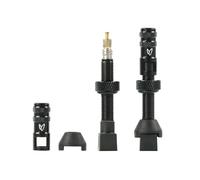 Coppia valvole tubeless effetto mariposa caffelatex 40 mm presta con tappi rimozione guscio nero