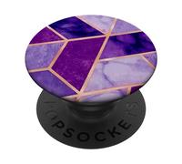 Effetto-Marmo-Viola-Lilla-Disegno-Geometrico-Effetto-Oro PopSockets PopGrip: Impugnatura per Telefoni Cellulari e Tablet Intercambiabile PopSockets PopGrip Adesivo