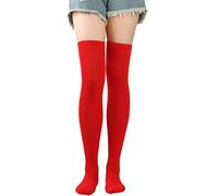 Effetto Parigine Donna Calzini Alti Sopra Il Ginocchio Calzini Festival Natale (Rosso, Taglia Unica)